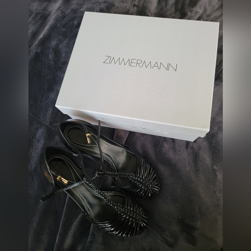 Zimmermann Black Leather Peeptoe Heels SZ10